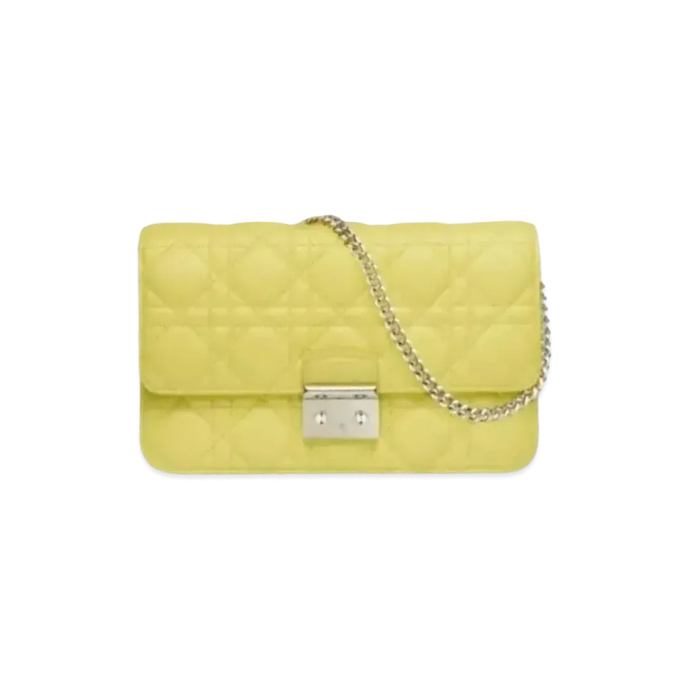 Dior Lambskin Promenade Wallet "Lime Yellow"