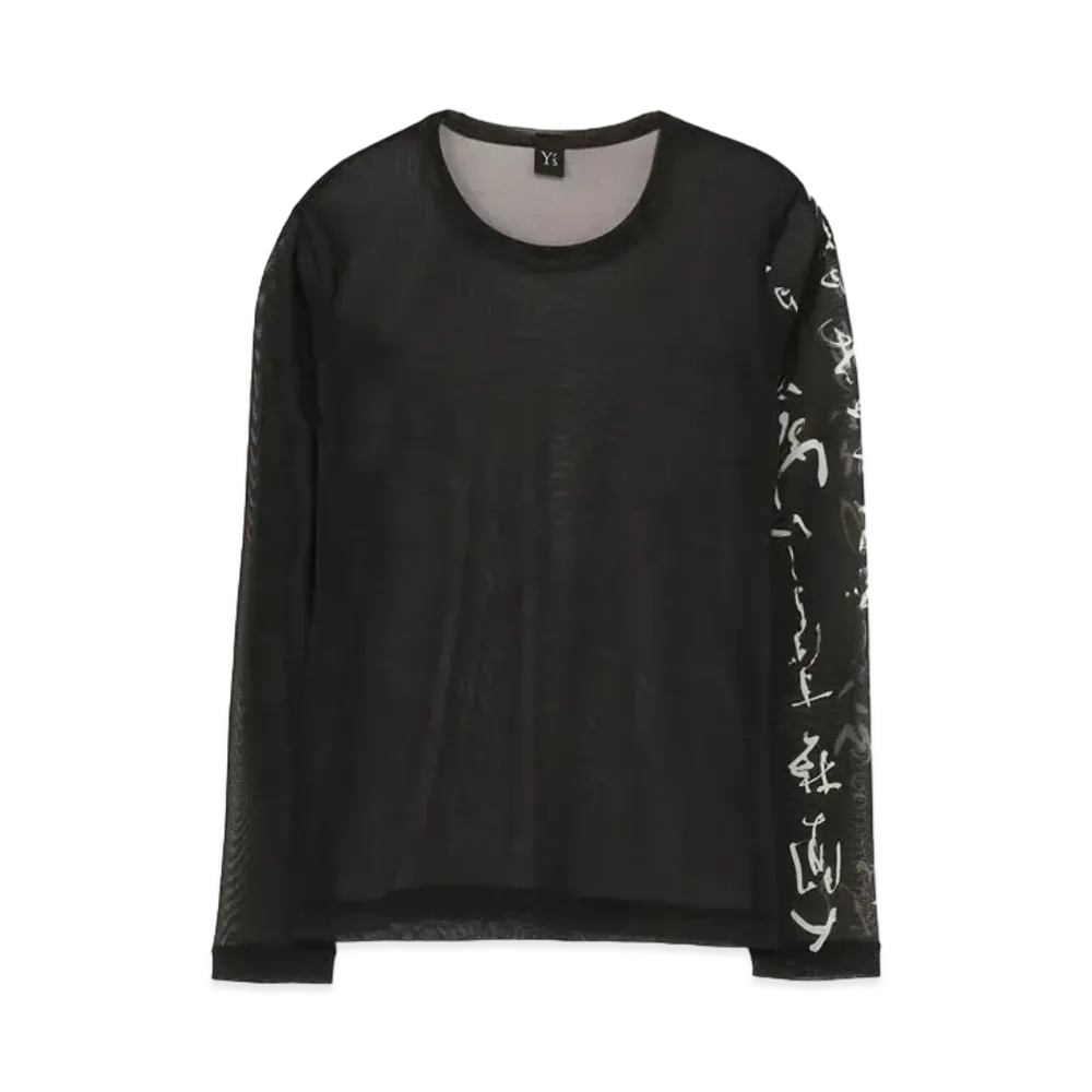 Yohji Yamamoto Y's Pe TULLE CALLIGRAPHY PRINT "Black"