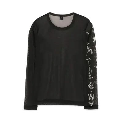 Yohji Yamamoto Y's Pe TULLE CALLIGRAPHY PRINT "Black"