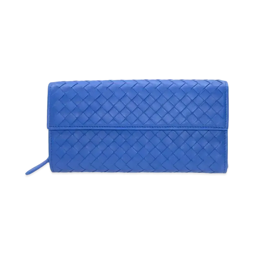 Bottega Veneta Intrecciato Lambskin Nappa Continebtal Wallet "Signal Blue"
