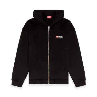 Diesel S-Boxt-Hood-Zip-Div Zip-Up Hoodie With Diesel Embroidery "Black"