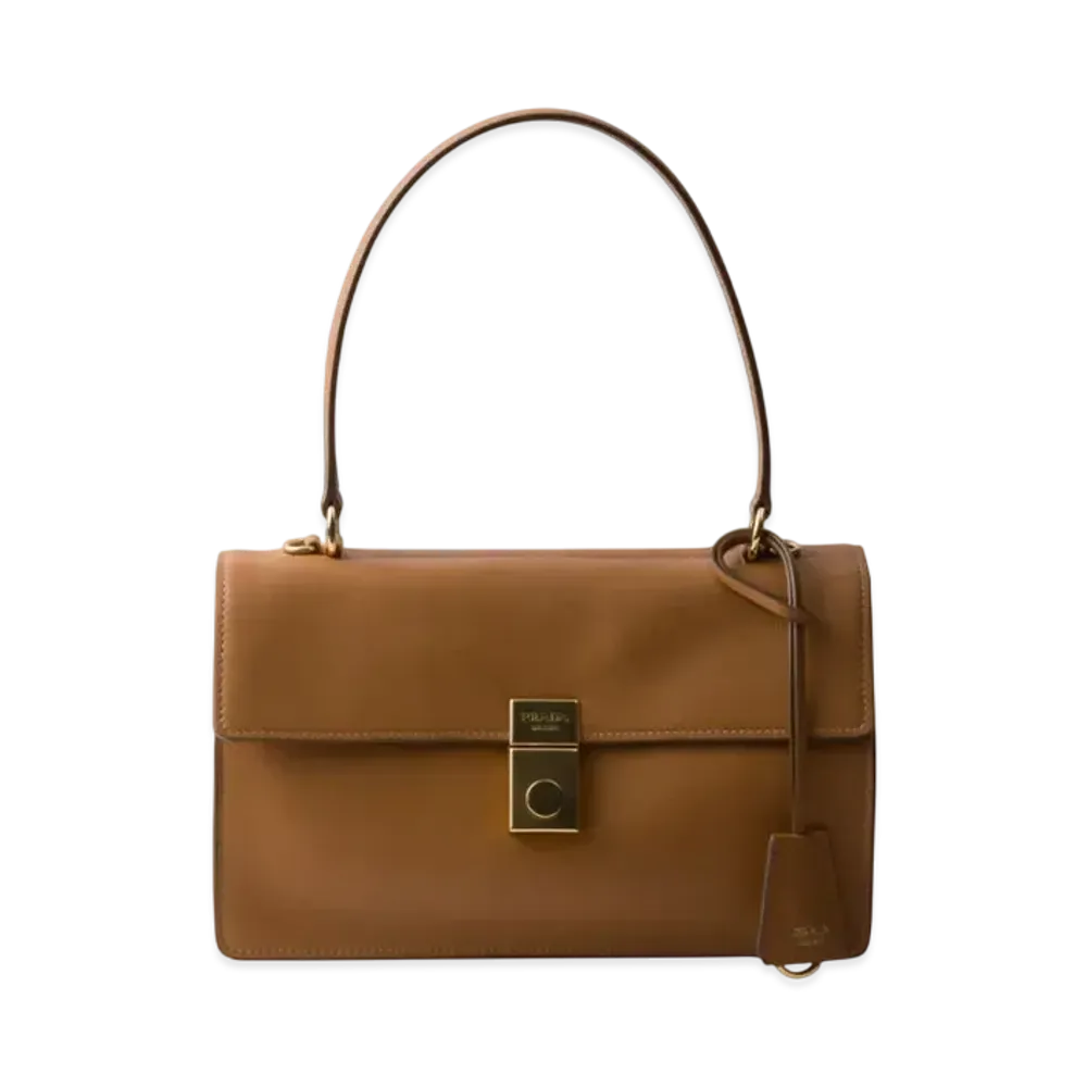 PRADA Soft Sound Medium Leather Shoulder Bag "Camel"