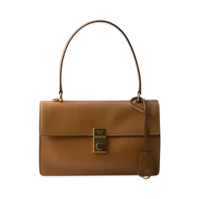 PRADA Soft Sound Medium Leather Shoulder Bag "Camel"