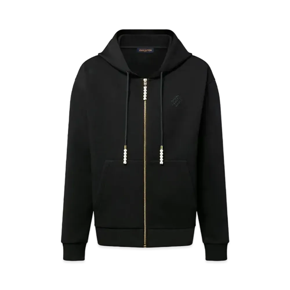 Louis Vuitton Embroidered Jersey Zip Through Hoodie "Noir"