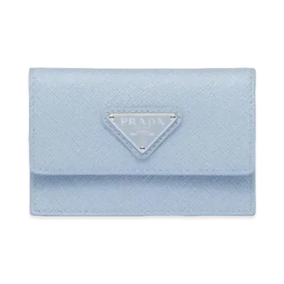 PRADA Saffiano Leather Card Case "Pale Blue"