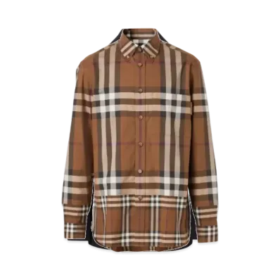Burberry Men's Contrast Check Cotton Shirt "Brown"