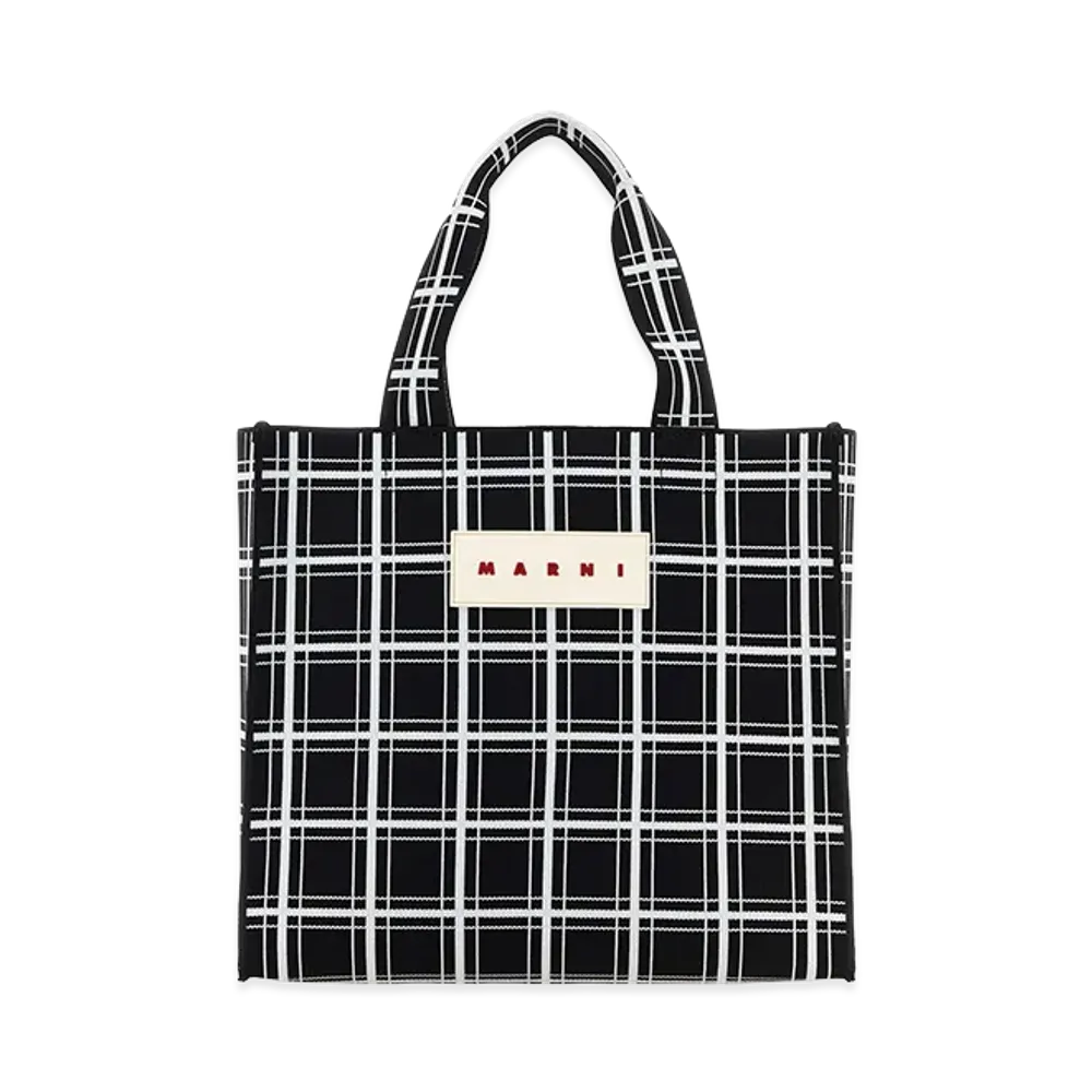 MARNI Embroidered Jacquard Shopping Bag "Checked"