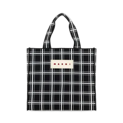 MARNI Embroidered Jacquard Shopping Bag "Checked"