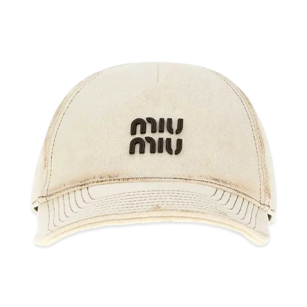 MIU MIU Women's Cotton Baseball Cap "White"