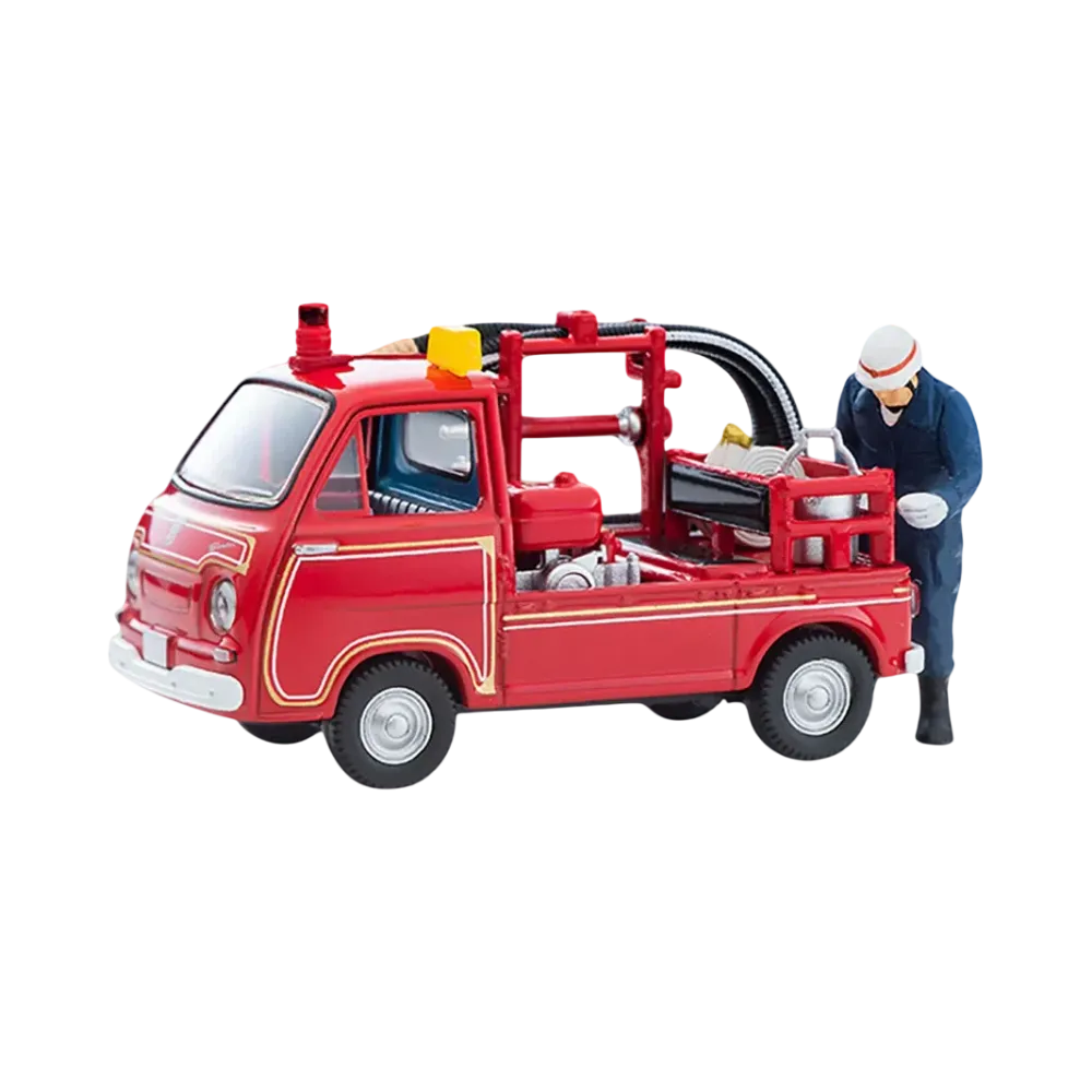 TOMYTEC "TOMICA LIMITED VINTAGE" 1/64 LV-68c Subaru Sambar Pump Fire Engine (With Figure)
