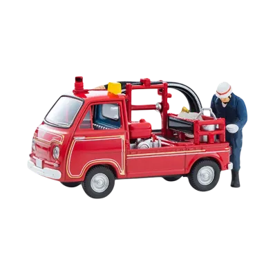 TOMYTEC "TOMICA LIMITED VINTAGE" 1/64 LV-68c Subaru Sambar Pump Fire Engine (With Figure)