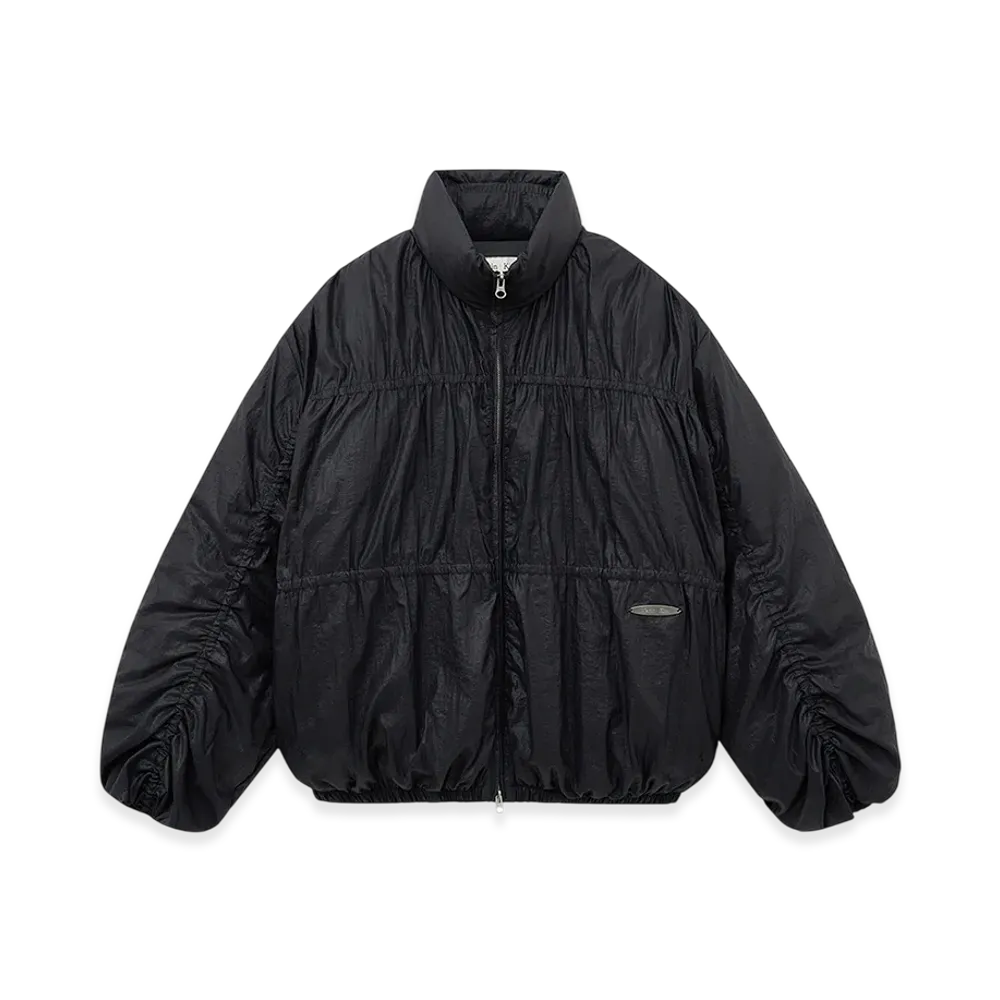 Matin Kim High Neck Shirring Down Jumper "Black"