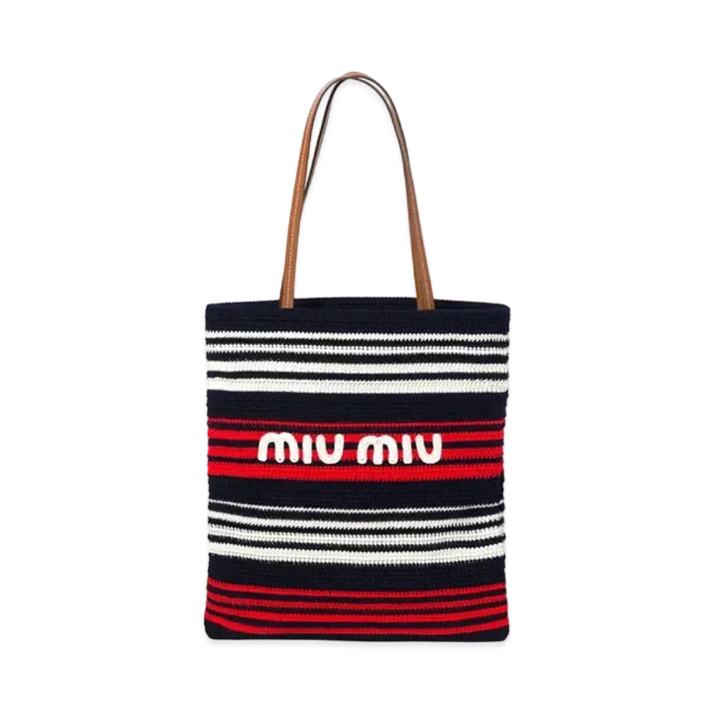MIUMIU Crochet Tote Bag "Blue/Red/White"