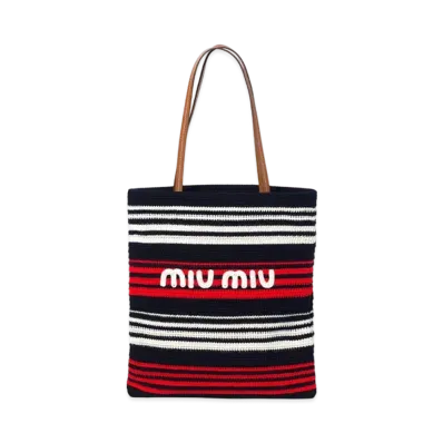 MIUMIU Crochet Tote Bag "Blue/Red/White"