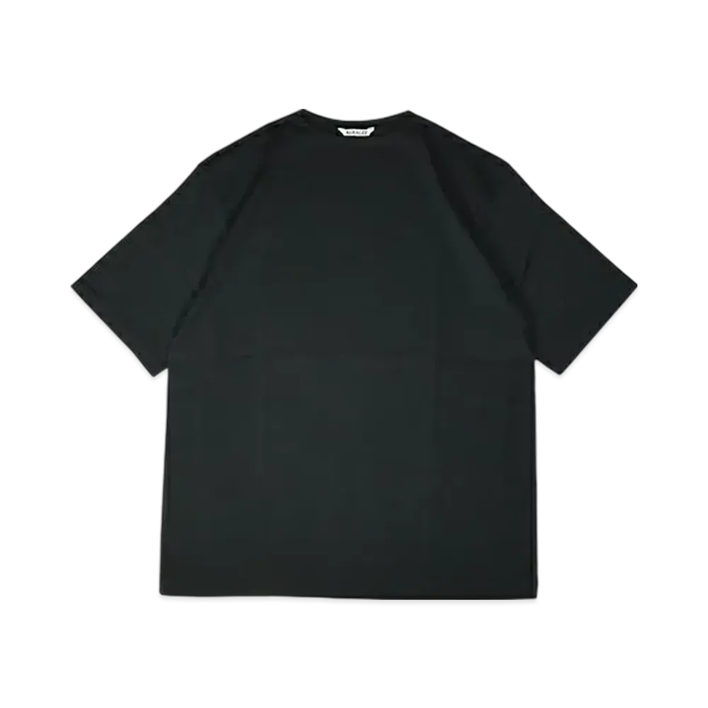 AURALEE Luster Plating Narrow Boat Neck Tee "Black"