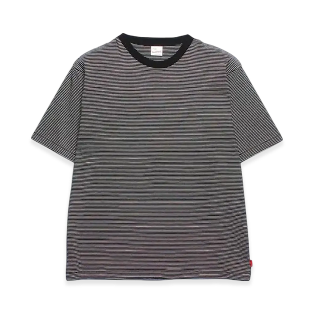 Healthknit Narrow Border Crew Neck Short Sleeve T-Shirt "Black Natural"