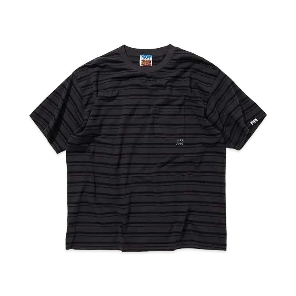 CITY COUNTRY CITY Embroidered Logo Overdye Border Pocket T-shirt "BLACK"