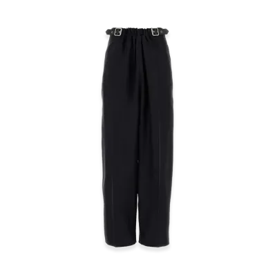 LOEWE Women's Wool Blend Wide-Leg Pant "Navy Blue"