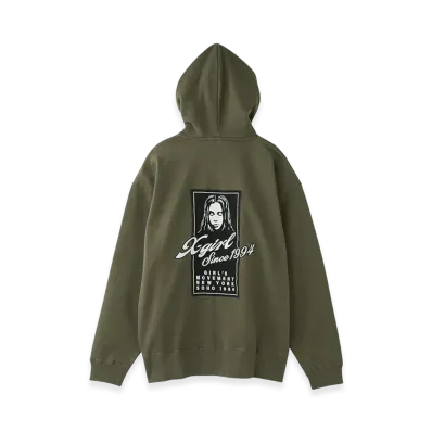X-Girl Women's Face Box Patch Zip Up Sweat Hoodie "Olive"