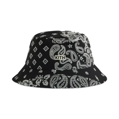 Kith Flocked Nylon Dawson Bucket Hat "Black"