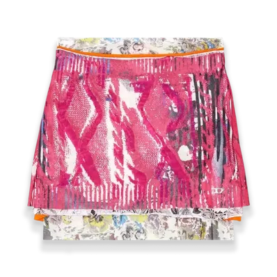 Diesel O-Peony Layered Miniskirt With Peony Pop Print "Pink White"
