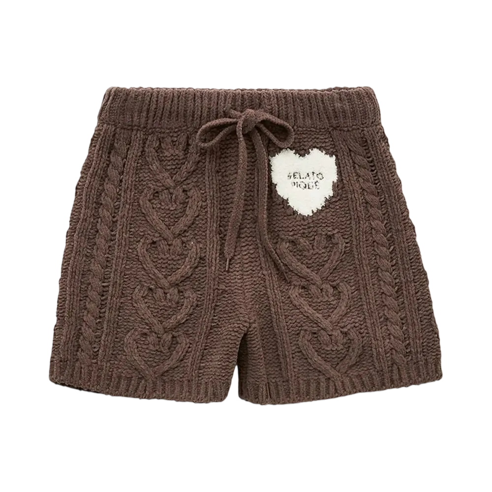 GELATO PIQUE Valentine Heart Aran Shorts "Brown"