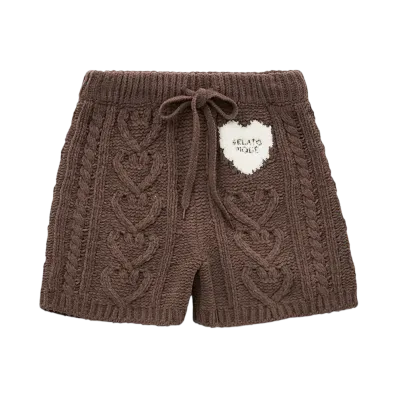 GELATO PIQUE Valentine Heart Aran Shorts "Brown"