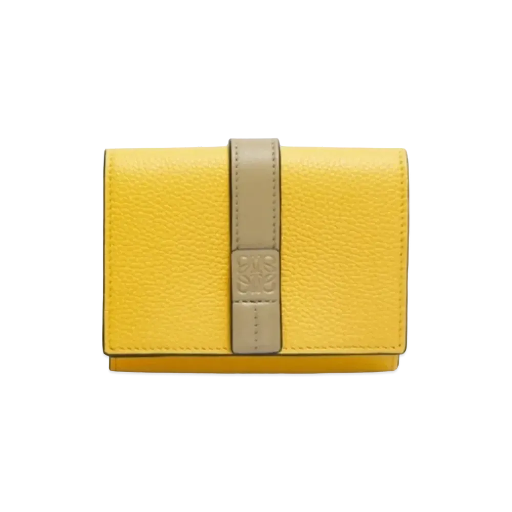 LOEWE Trifold Wallet Soft Grain Calf "Yellow/Clay Green"