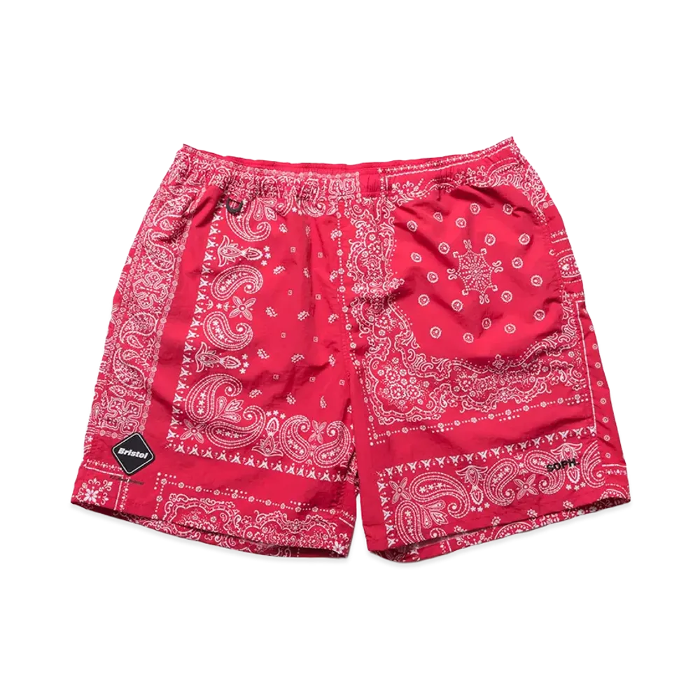 F.C.Real Bristol Bandana Nylon Easy Shorts "Red"