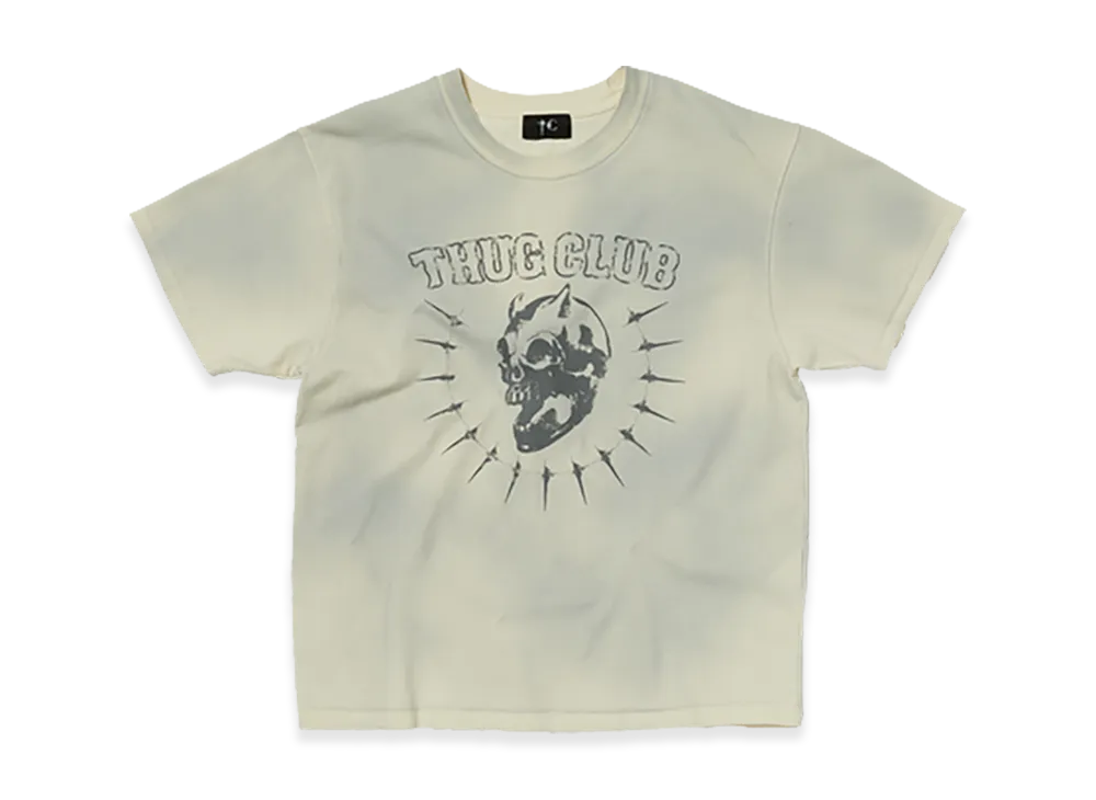 THUG CLUB Vintage Riding Skull T-Shirt "Cream"