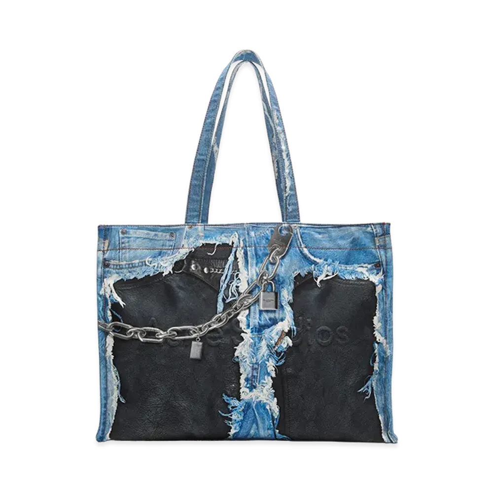 Acne Studios Trompe L'oeil Print Tote "Mid Blue"