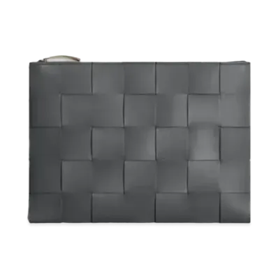 Bottega Veneta Intrecciato Leather Medium Pouch "Thunder"