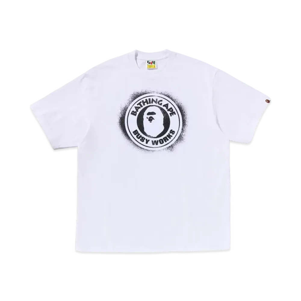 アベイシングエイプ スプレープリント ビジーワークス リラックスフィット Tシャツ "ホワイト"