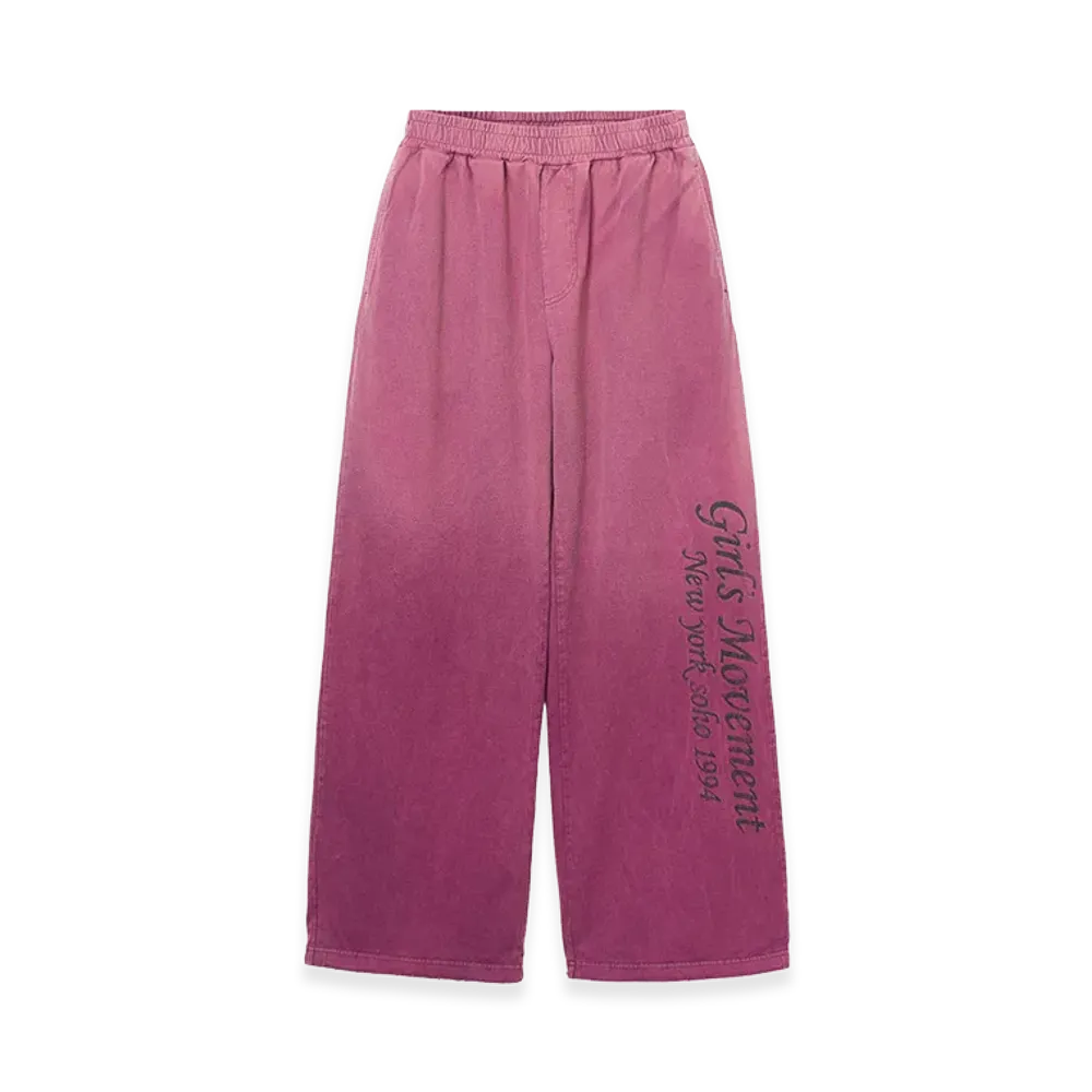 X-Girl Women's Hard Distressed Relax Easy Pants "Burgundy"