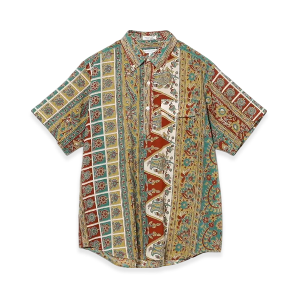 ENGINEERED GARMENTS Popover Bd Shirt - Floral Stripe Lawn "Jade/Khak"