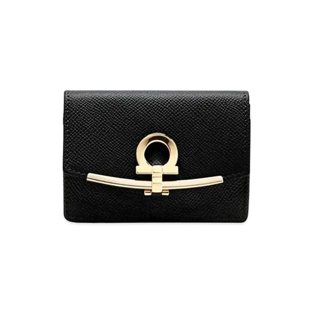 Salvatore Ferragamo Gancini Card Case "Black"
