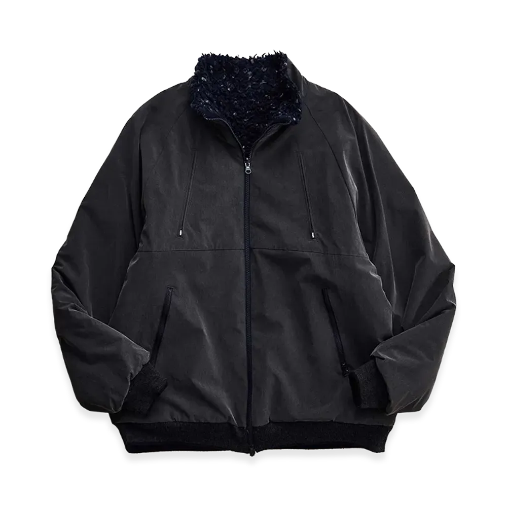 NICENESS Statton Shrunken Nylon & Molle Boa Reversible Jacket "Gray/Navy"