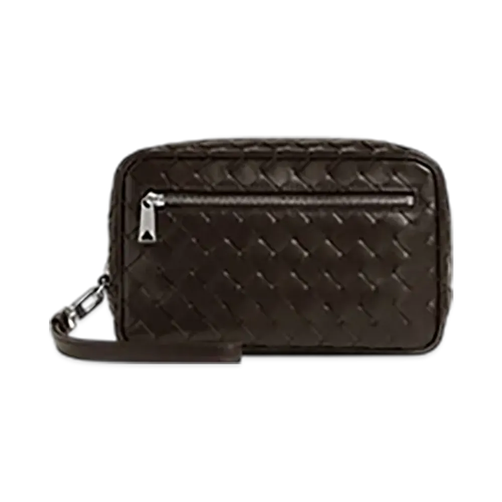 Bottega Veneta Intrecciato Small Pouch With Wristlet "Fondente"