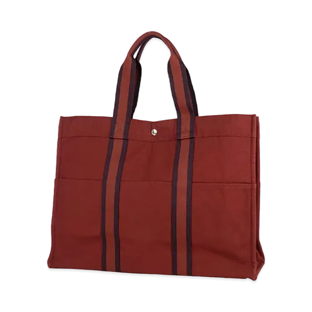 HERMES Fourre-tout Canvas Tote Bag "Red"