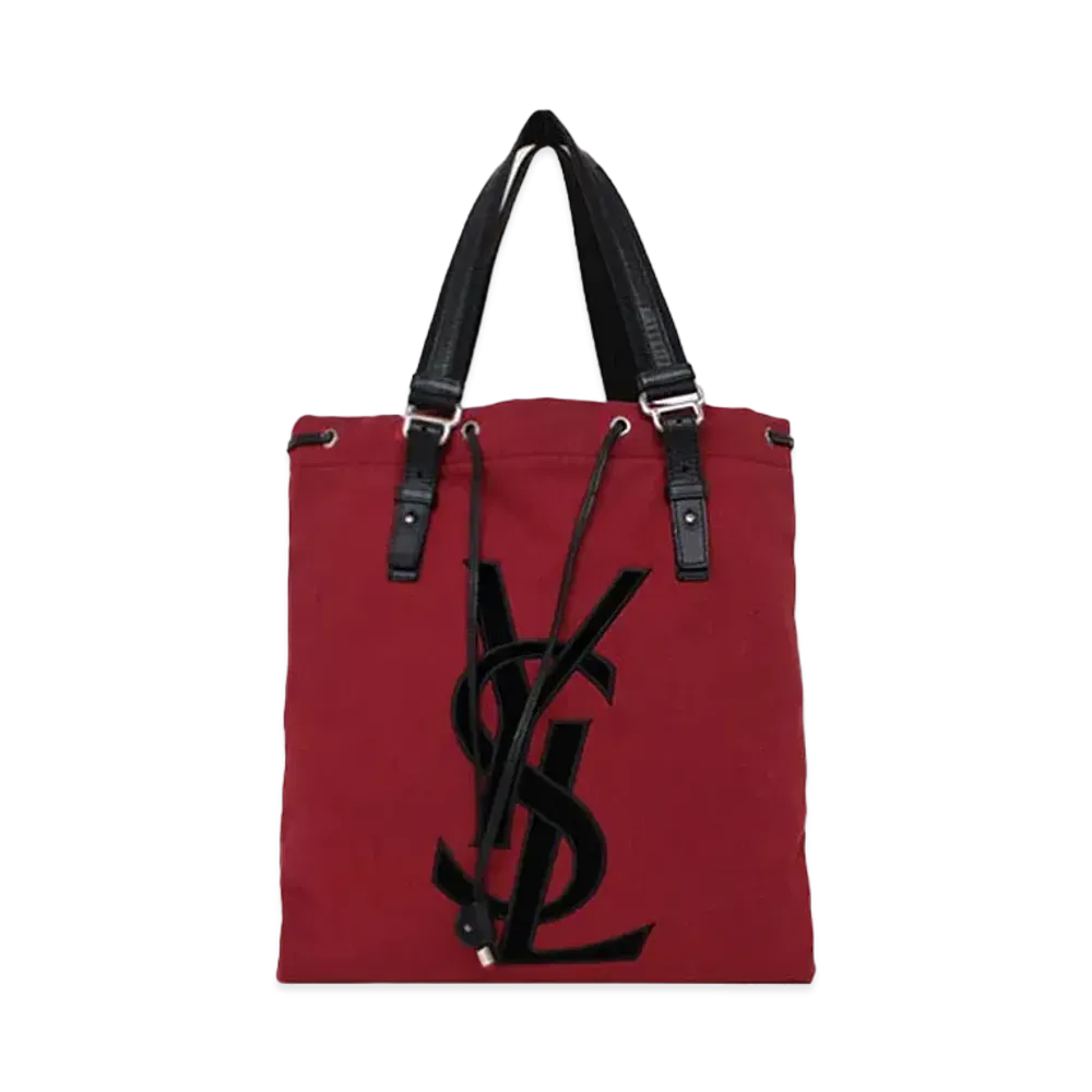 Saint Laurent Kahala Canvas Tote Bag "Red"