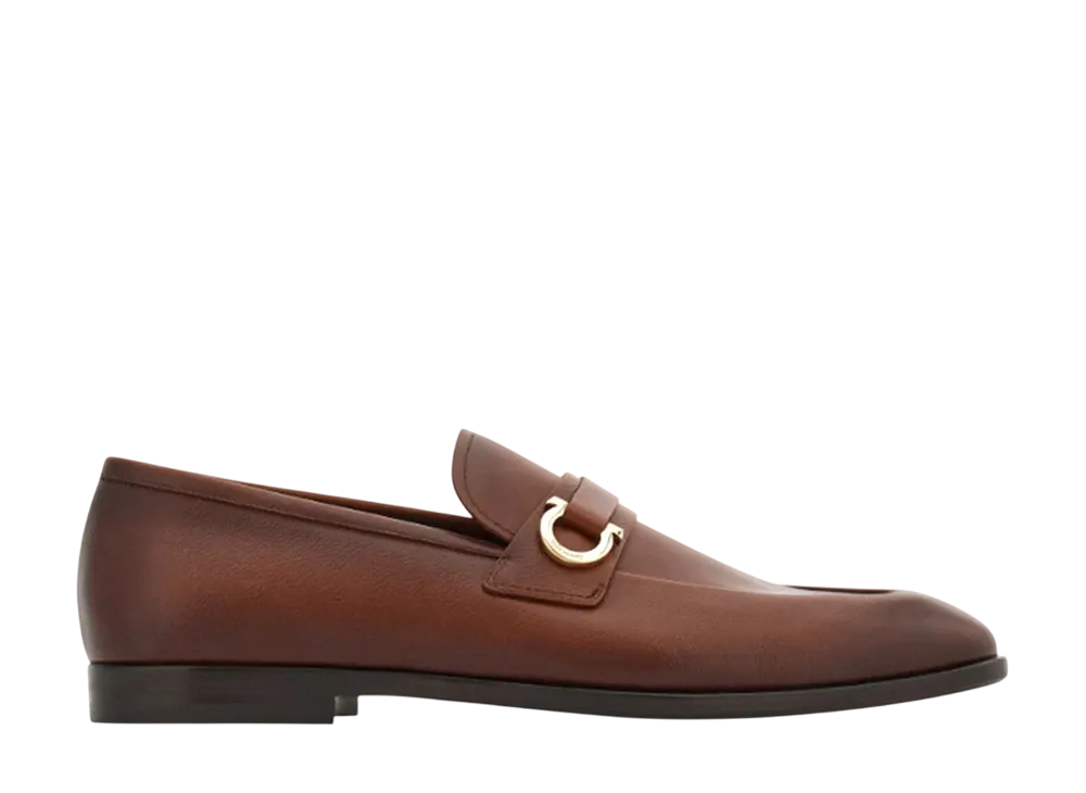 Salvatore Ferragamo Moccasin With Gancini Ornament "Brown"