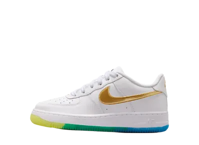 Nike GS Air Force 1 "White/Soar/Sonic Yellow/Metallic Gold"