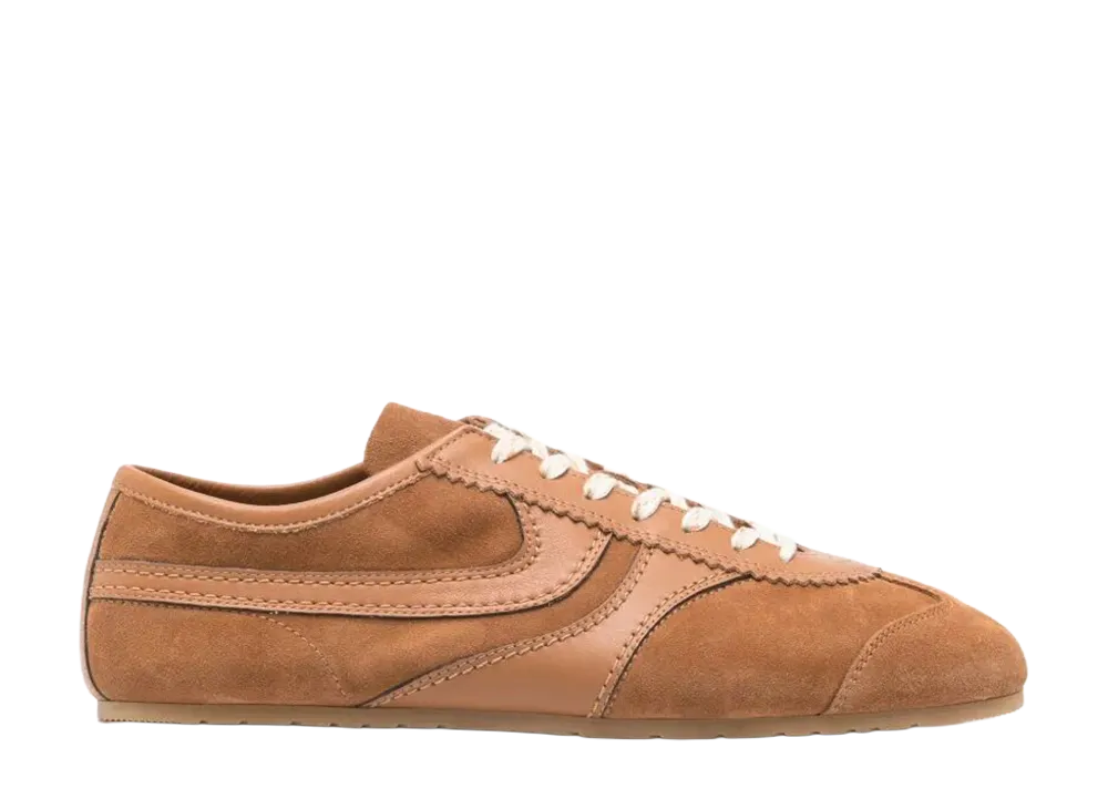 DRIES VAN NOTEN Suede Sneakers With Leather Inserts "Brown"
