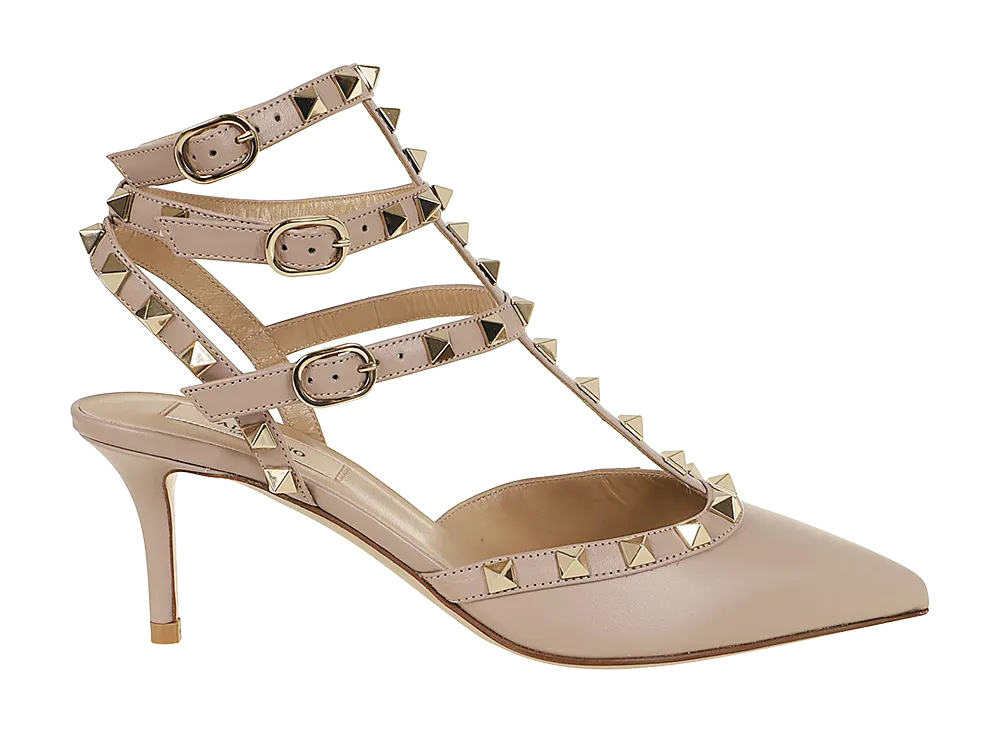 Valentino Garavani Women's Ankle Strap Rockstud T. 65 "POUDRE"