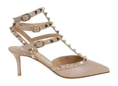 Valentino Garavani Women's Ankle Strap Rockstud T. 65 "POUDRE"