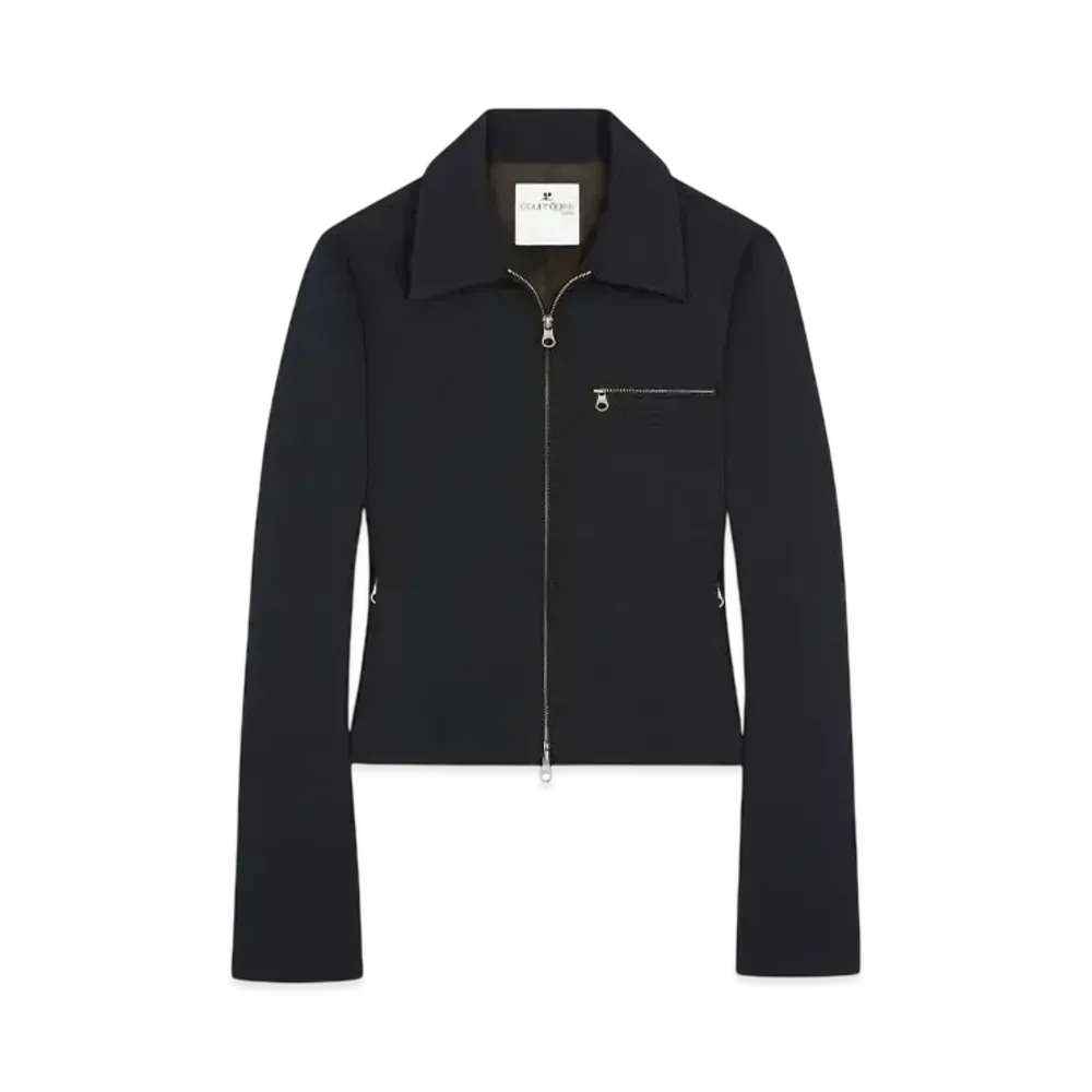 Courreges Zipped Twill Jacket "Black"
