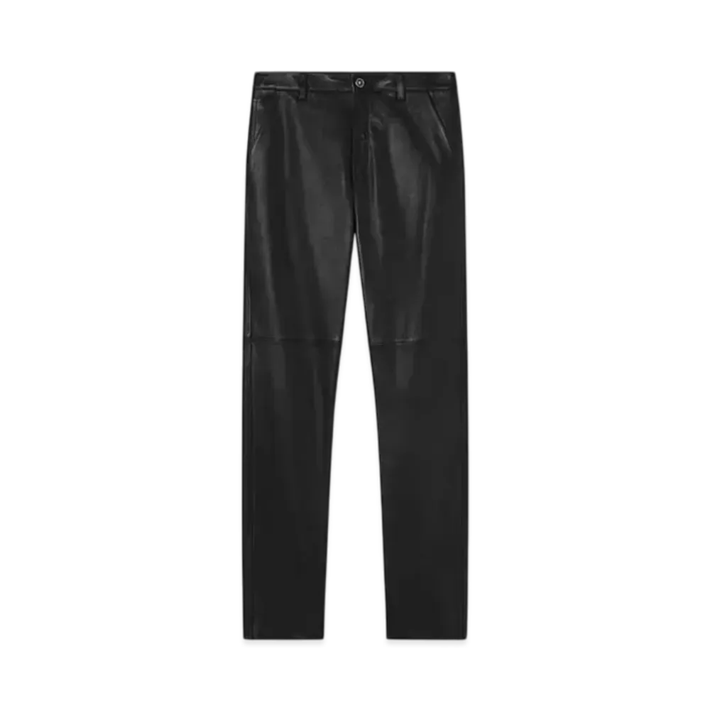 Versace Regular-Fit Plonge Leather Pants "Black"