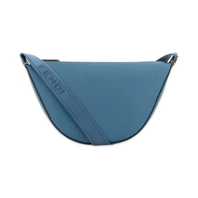 FENDI Leather Small Melon Crossbody Bag "Cerulean Blue"