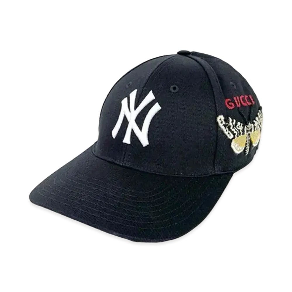 GUCCI x NY Yankees Baseball Cap Butterfly Embroidery "Black"