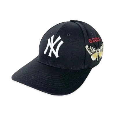 GUCCI x NY Yankees Baseball Cap Butterfly Embroidery "Black"
